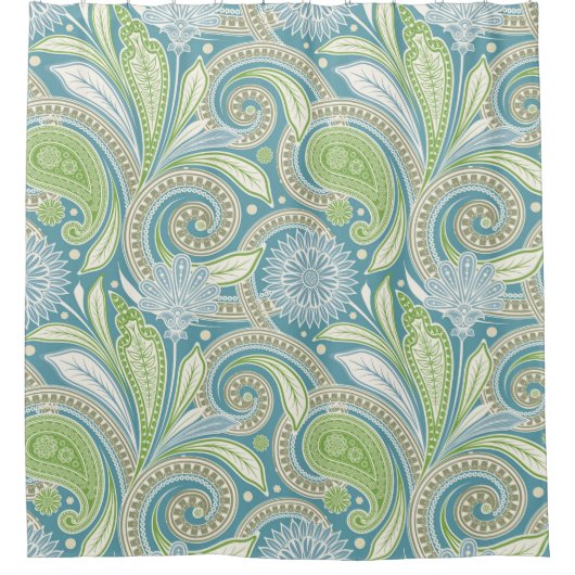 Pastelkleuren  florale paisleypatroon douchegordijn (Voorkant)