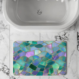 Pastelkleuren glas-in-lood mozaïekpatroon badmat