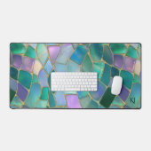 Pastelkleuren glas-in-lood mozaïekpatroon bureaumat (Keyboard & Muis)