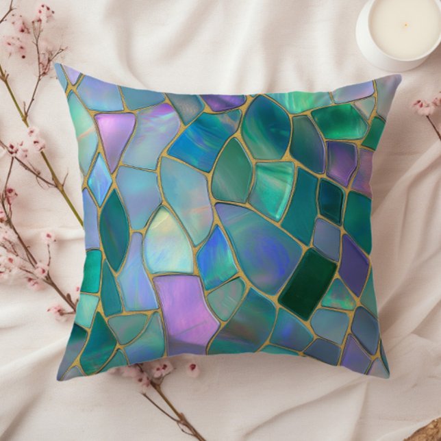 Pastelkleuren glas-in-lood mozaïekpatroon kussen (Creator heeft geüpload)