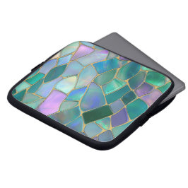 Pastelkleuren glas-in-lood mozaïekpatroon laptop sleeve