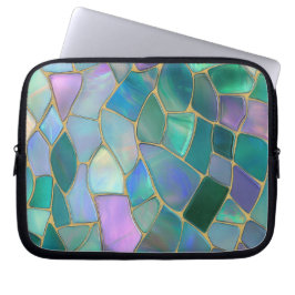 Pastelkleuren glas-in-lood mozaïekpatroon laptop sleeve