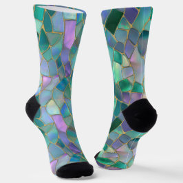 Pastelkleuren glas-in-lood mozaïekpatroon sokken