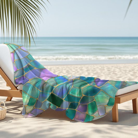 Pastelkleuren glas-in-lood mozaïekpatroon strandlaken