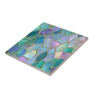 Pastelkleuren glas-in-lood mozaïekpatroon tegeltje