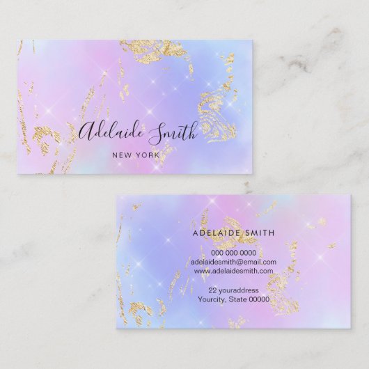 pastelkleuren gradiënten faux glitter visitekaartje (Voorkant / Achterkant)
