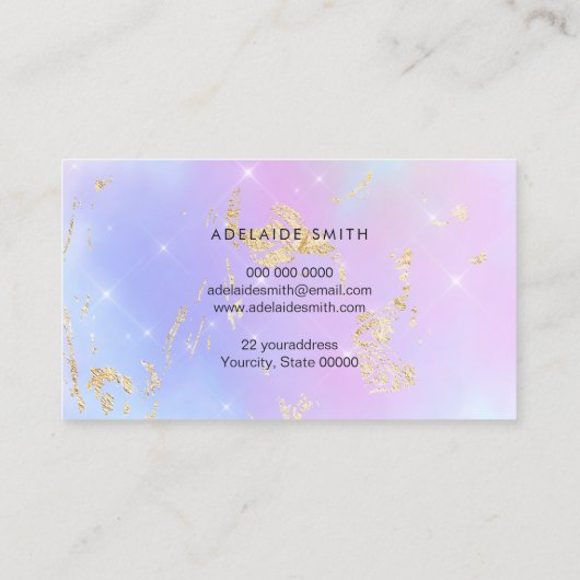 pastelkleuren gradiënten faux glitter visitekaartje (Achterkant)