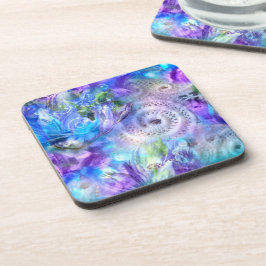 Pastelkleuren grillig Abstract blauw Paarse groen Bier Onderzetter