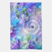 Pastelkleuren grillig Abstract blauw Paarse groen Theedoek (Verticaal)