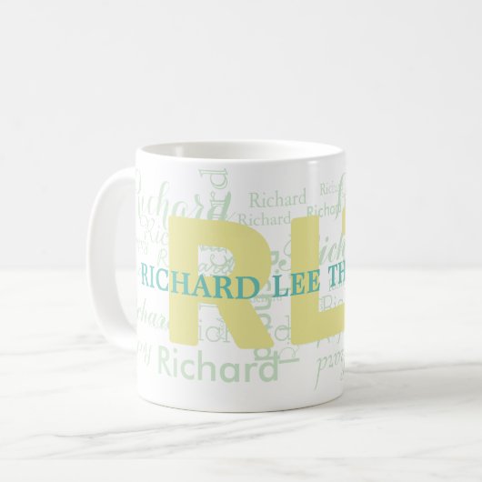 pastelkleuren helder lichtmonogram koffiemok (Voorkant links)