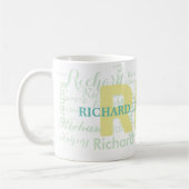 pastelkleuren helder lichtmonogram koffiemok (Links)
