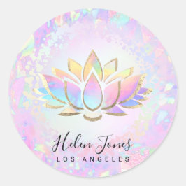 pastelkleuren lotus vierkant businesskaart ronde sticker