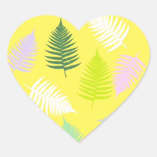 Pastelkleuren Lucky Fern Hart Sticker (Voorkant)
