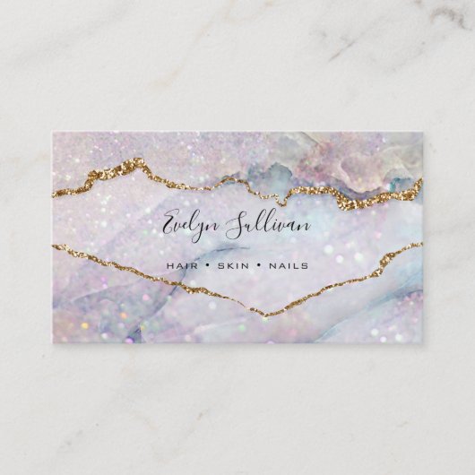 pastelkleuren marmer gold aderen visitekaartje (Voorkant)