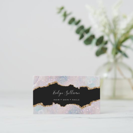 pastelkleuren, marmerbaar visitekaartje (Staand voorkant)