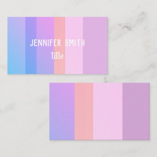 pastelkleuren moderne strepen roze en paars aangep visitekaartje (Voorkant / Achterkant)