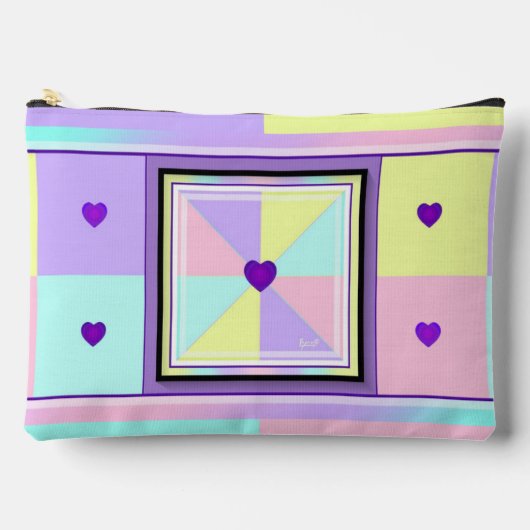 Pastelkleuren & paarse harten kloppen etui (Voorkant)