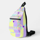 Pastelkleuren & paarse harten kloppen sling bag (Rechterhoek)