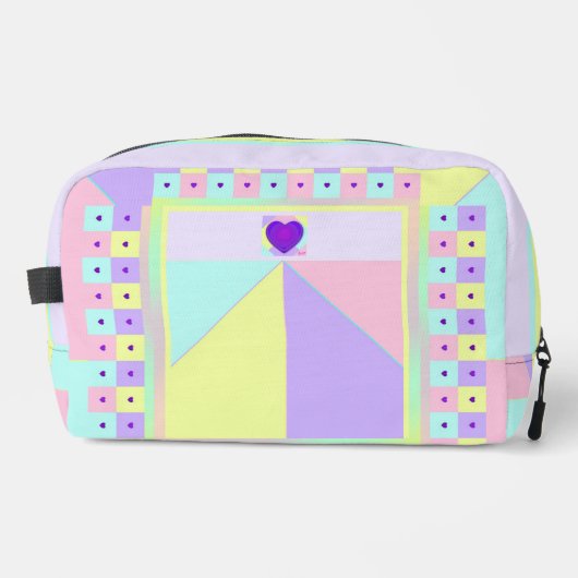 Pastelkleuren & paarse harten kloppen toilettasje (Voorkant)