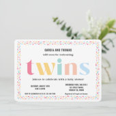 Pastelkleuren Rainbow Baby shower Twins Sprinkle Kaart (Staand voorkant)