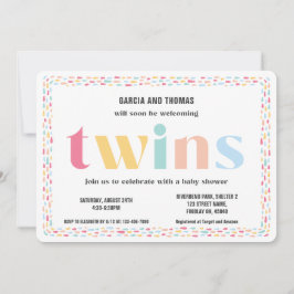 Pastelkleuren Rainbow Baby shower Twins Sprinkle Kaart