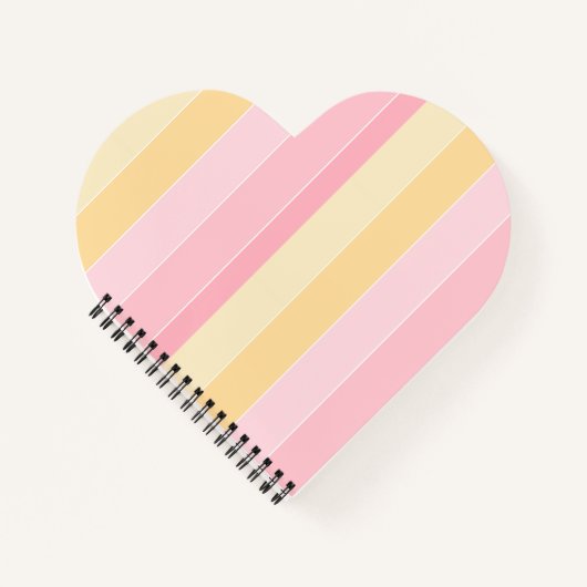 Pastelkleuren Roze Vanille Geel Wit Gestreept Notitieboek (Voorkant)