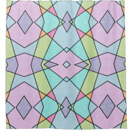 Pastelkleuren Schattige Roze Blauw Abstract Geomet Douchegordijn
