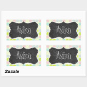 Pastelkleuren, stip polka;  krijtbord rechthoekige sticker (Vel)