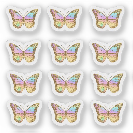 pastelkleuren vlinder sticker (Voorkant)
