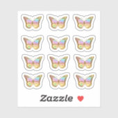 pastelkleuren vlinder sticker (Vel)