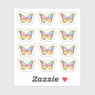 pastelkleuren vlinder sticker