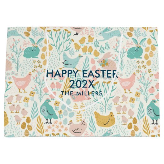 Pastelkleuren voor paaskleuren, naadloos patroon groot cadeauzakje (Voorkant)