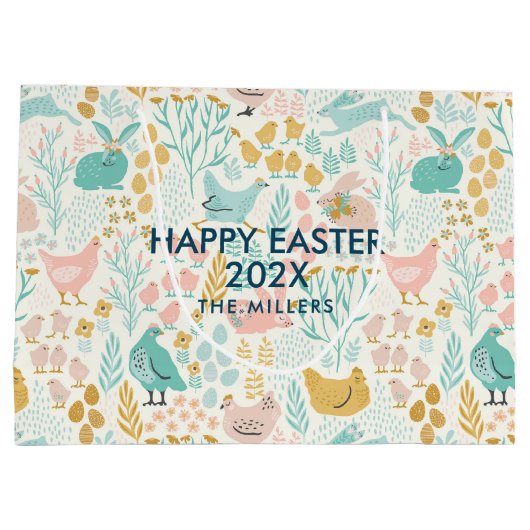 Pastelkleuren voor paaskleuren, naadloos patroon groot cadeauzakje (Achterkant)