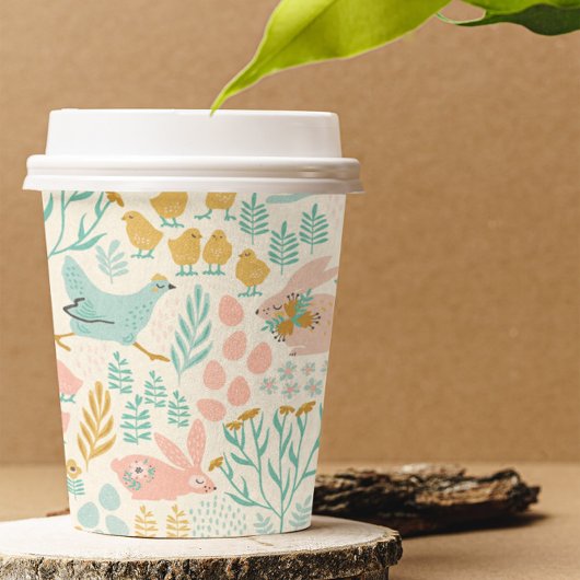 Pastelkleuren voor paaskleuren, naadloos patroon papieren bekers