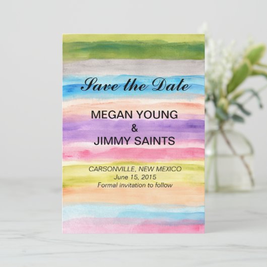 pastelkleuren waterverf opslaan datum save the date (Staand voorkant)