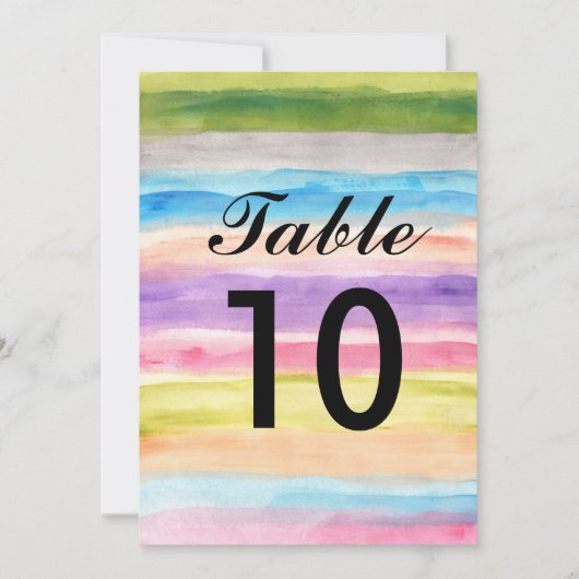 pastelkleuren waterverf tafel nummers kaart (Voorkant)