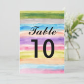pastelkleuren waterverf tafel nummers kaart (Staand voorkant)