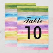 pastelkleuren waterverf tafel nummers kaart (Voorkant / Achterkant)