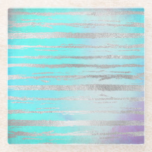 Pastelkleuren Zilveren Detail Eenhoring Regenboog Glazen Onderzetter