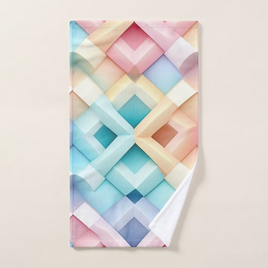 Pastelkleurig Abstract 3D-patroon Bad Handdoek (Handdoek)