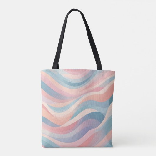 Pastelkleurig abstract golvend patroon tote bag (Achterkant)