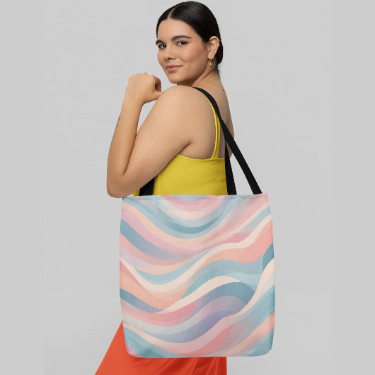 Pastelkleurig abstract golvend patroon tote bag