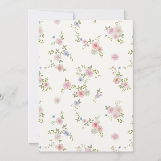 Pastelkleurig bruidsfeestje met wilde bloemen kaart (Achterkant)