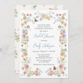 Pastelkleurig bruidsfeestje met wilde bloemen kaart (Voorkant / Achterkant)