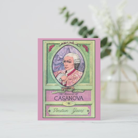  pastelkleurig Casanova-portret Briefkaart (Staand voorkant)