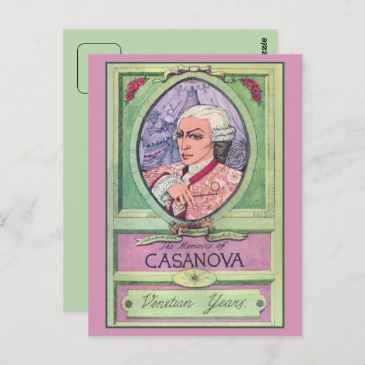  pastelkleurig Casanova-portret Briefkaart (Voorkant / Achterkant)