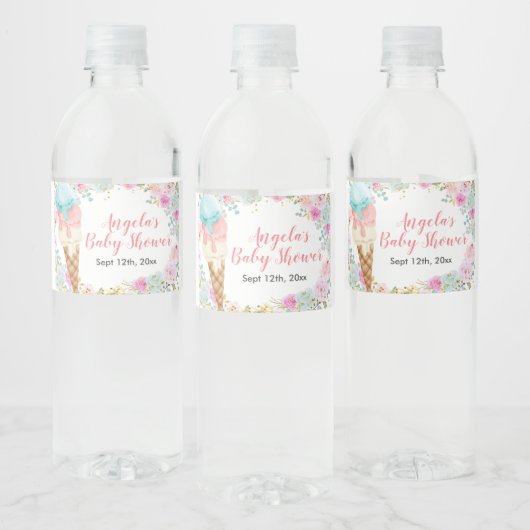 Pastelkleurig Ijs Florale Waterfles Label Etiket (Flessen)