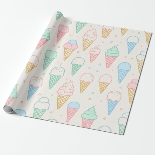 Pastelkleurig Ijsje Gift Wrap Papier (Uitgerold)