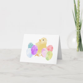 Pastelkleurig kuiken met eieren ontwerp BLANK Kaart