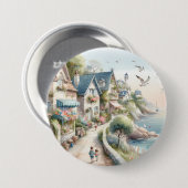 Pastelkleurig Kustdorp Ontsnapping Ronde Button 7,6 Cm (Voorkant /achterkant)